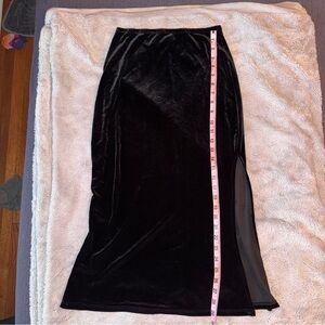 Beverly & Beck Black Velour Pencil Skirt Side‎ Slit Chic Minimalist Y2K
